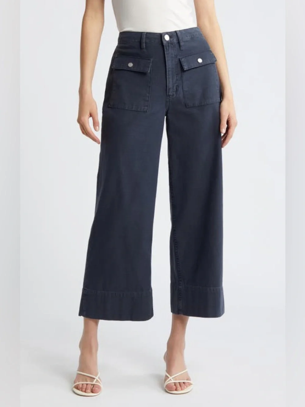 NWT Frame The 70s Cotton-Canvas Wide-Leg Pants, Size 33 - Picture 5 of 13
